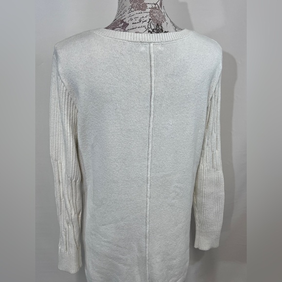 SUNDANCE Ivory ribbed V neck‎ sweater size S - Picture 5 of 12